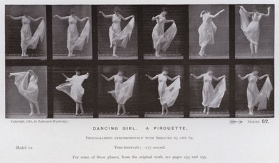The Human Figure in Motion: Dansende pige, en piruette (s/h-billede) af Eadweard Muybridge