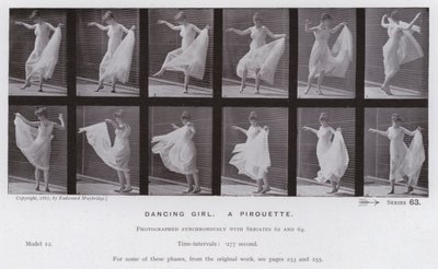 The Human Figure in Motion: Dansende pige, en piruette (s/h-billede) af Eadweard Muybridge