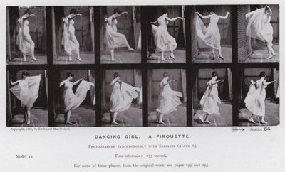 The Human Figure in Motion: Dansende pige, en piruette (s/h-billede) af Eadweard Muybridge