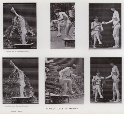 Den menneskelige figur i bevægelse: Forskellige bevægelseshandlinger (s/h foto) af Eadweard Muybridge
