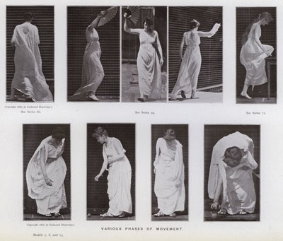 Den menneskelige figur i bevægelse: Forskellige faser af bevægelse (s/h foto) af Eadweard Muybridge