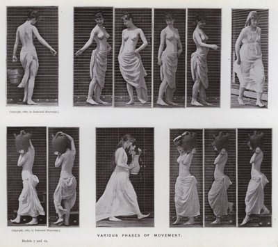 Den menneskelige figur i bevægelse: Forskellige faser af bevægelse (s/h foto) af Eadweard Muybridge