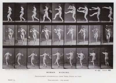 Den menneskelige figur i bevægelse: Kvinde, der sparker af Eadweard Muybridge