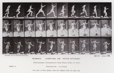 Den menneskelige figur i bevægelse: Kvinde, der hopper på "trinsten" (s/h-foto) af Eadweard Muybridge