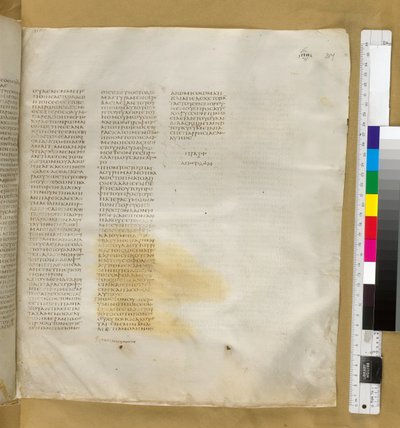 Apostlenes Gerninger 24 fra Codex Sinaiticus Add MS 43725, f.317r, ca. 325-375 (blæk på pergament) af Eastern Mediterranean School