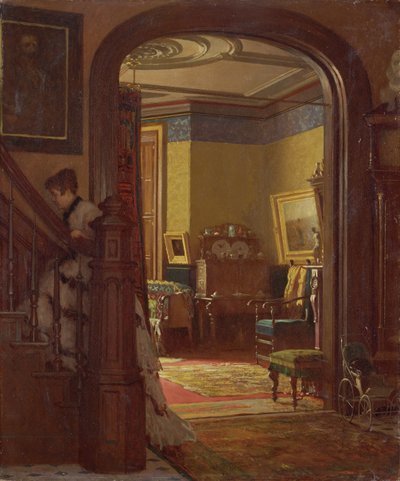 Not at Home, ca. 1873 (olie på pap) af Eastman Johnson