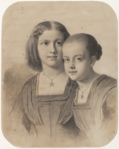 Portræt af Woltera Geertruida, grevinde af Limburg Stirum og grevinde Frederika Augusta af Eastman Johnson