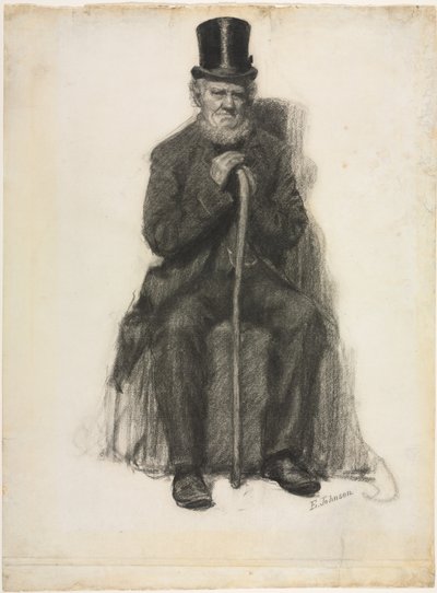 Studie af en gammel mand (muligvis et studie til et portræt af Peter Folger), ca. 1886 (sort kridt) af Eastman Johnson