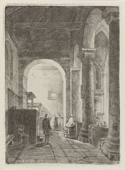 Interiør af en kirke af Eberhard Cornelis Rahms
