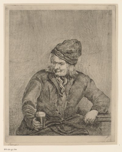 Gammel mand med glas og rør i hånden af Eberhard Cornelis Rahms