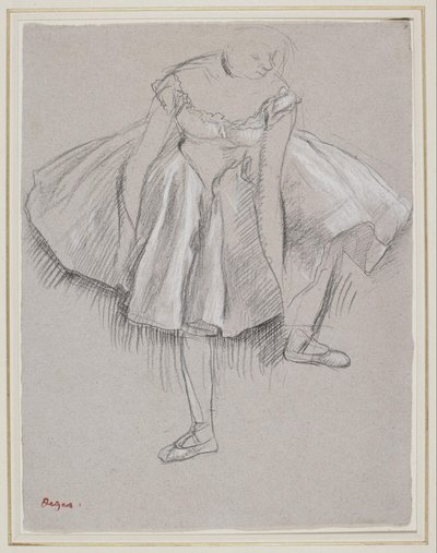Danser justerer sin tøfler af Edgar Degas