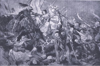 Capture of the Maid before Compiegne, fra Cassells History of the British People udgivet af Waverley Book Company Limited, ca. 1940 af Edgar Bundy
