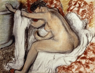 Efter Badet, Kvinde Tørring; Efter badet, kvinde tørrer sig, c.1884 af Edgar Degas