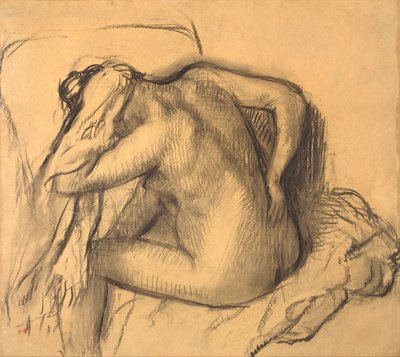 Efter badet, kvinde, der tørrede sit hår af Edgar Degas