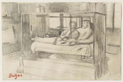 Ved Louvre: Den etruskiske sarkofag, ca. 1879 af Edgar Degas
