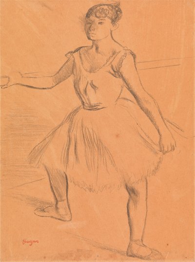 Ballerina står ved en bar af Edgar Degas