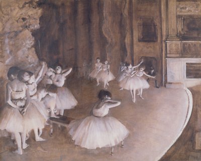 Balletøvelse på scenen af Edgar Degas