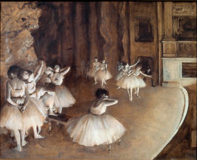 Balletøvelse på scenen af Edgar Degas