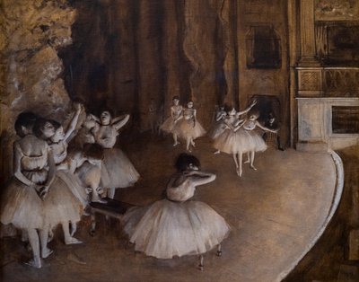 Balletgentagelse på scenen. 1874. Olie på lærred. af Edgar Degas