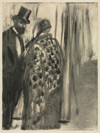Konversation: Ludovic Halévy and Madame Cardinal (The Conversation) for "La Famille Cardinal" af Ludovic Halévy, ca. 1880-83 (monotypi) af Edgar Degas