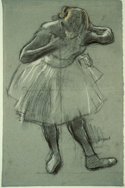 Danser bøjer sig fremad af Edgar Degas