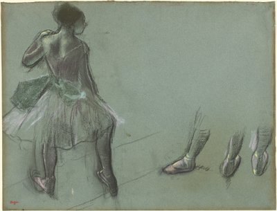 Danser set bagfra og tre studier af fødder, ca. 1878. af Edgar Degas