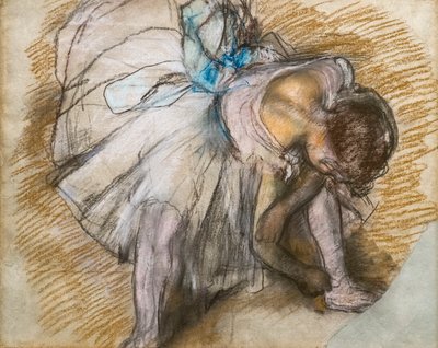 Danser justerer sin sko. 1885. Pastel på papir. af Edgar Degas