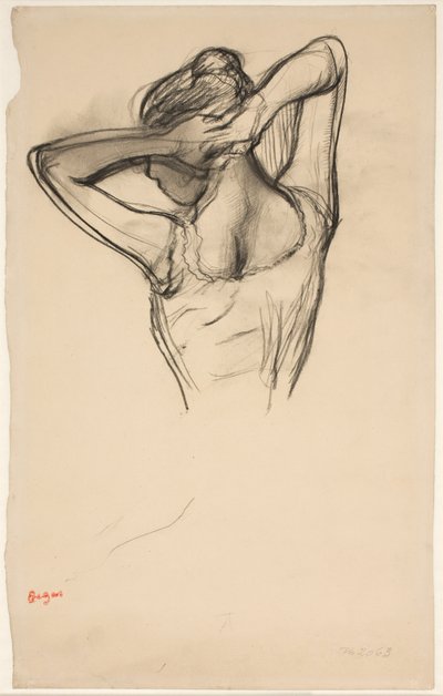 Danser, halv krop, armene krydset bag hovedet, ca. 1890 (blyant på papir) af Edgar Degas