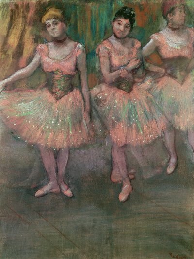 Dansere iført laksefarvede nederdele af Edgar Degas