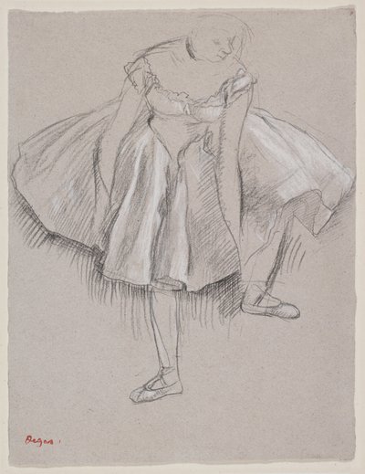 Danseuse rajustant son chausson, begyndelsen af 1880