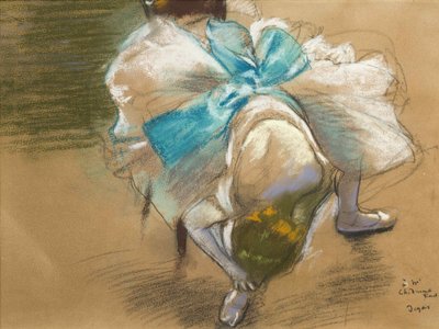 Danser, der binder sin hjemmesko, 1887. af Edgar Degas