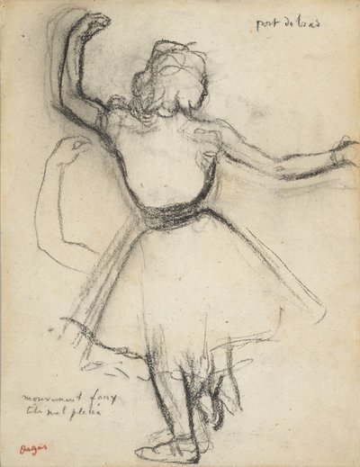 Danser set bagfra: Port de bras, ca. 1875-85 (kul på papir) af Edgar Degas