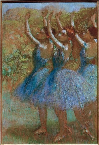 Tre dansere i blå af Edgar Degas
