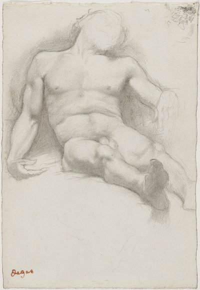 Studie - liggende nøgen mand af Edgar Degas