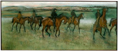 Udøvende væddeløbsheste, c1880. af Edgar Degas