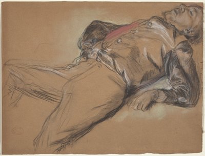 Fallen Jockey-studie til Scene from the Steeplechase: The Fallen Jockey, ca. 1866. af Edgar Degas