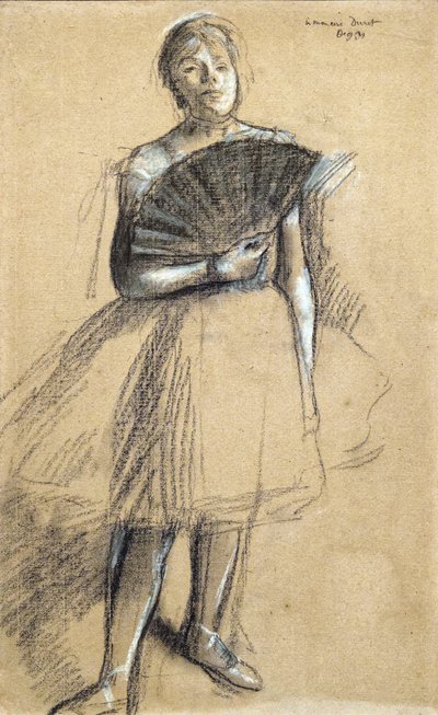 Vifte-danserinde (ca. 1876). Edgar Degas (1834-1917). Pastel og kul på papirstang. Musee des Beaux-Arts de la Ville de Paris, PeuPalais. af Edgar Degas