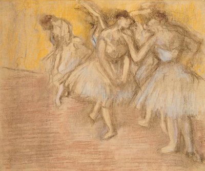 Fem dansere på scenen, ca. 1906-08 af Edgar Degas