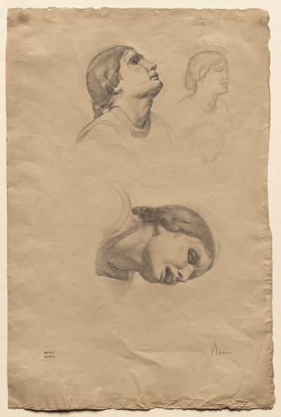 Fire undersøgelser af en ung italiensk kvindes hoved, 1856. af Edgar Degas