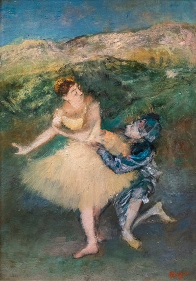 Harlekin og Colombine. Omkring 1895. Olie på træ. af Edgar Degas