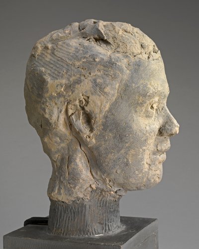 Hoved, Study for a Portrait of Mme Salle, ca. 1892 (ler, metalarmatur, på træfod) af Edgar Degas
