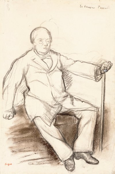 Jules Perrot, studie for Danseren Perrot, siddende, ca. 1880 af Edgar Degas