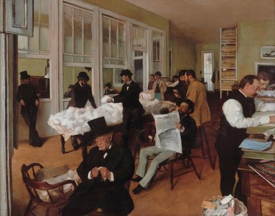 The Cotton Office i New Orleans af Edgar Degas