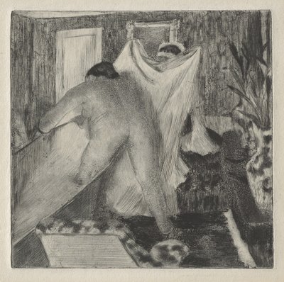 Forlader badet, ca. 1878-80 af Edgar Degas