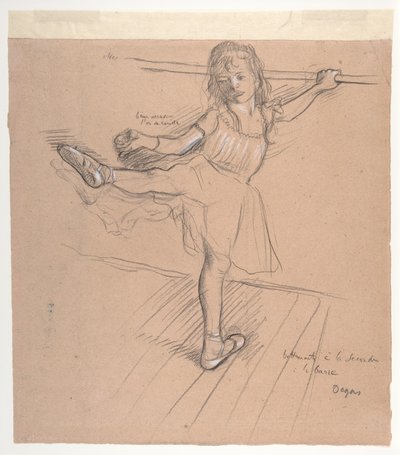 Lille pige, der øver sig ved baren af Edgar Degas