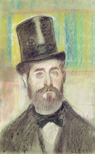 Mand i en operahat (pastel på papir) af Edgar Degas
