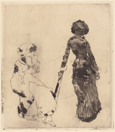 Mary Cassatt ved Louvre: Det Etruskiske Galleri, 1879-1880 af Edgar Degas