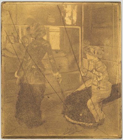 Mary Cassatt ved Louvre: Det Etruskiske Galleri [kobberplade], 18791880. af Edgar Degas