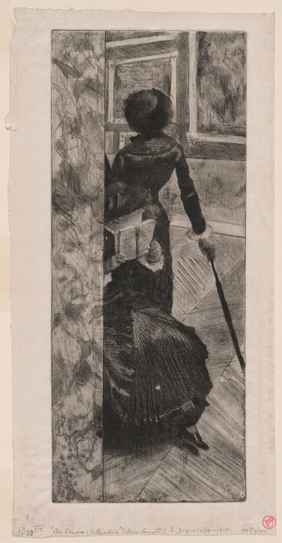Mary Cassatt i malerigalleriet på Louvre af Edgar Degas