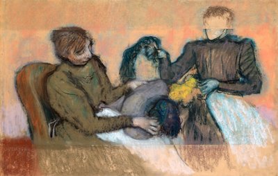 Milliner møblerer en hat, 1898 af Edgar Degas